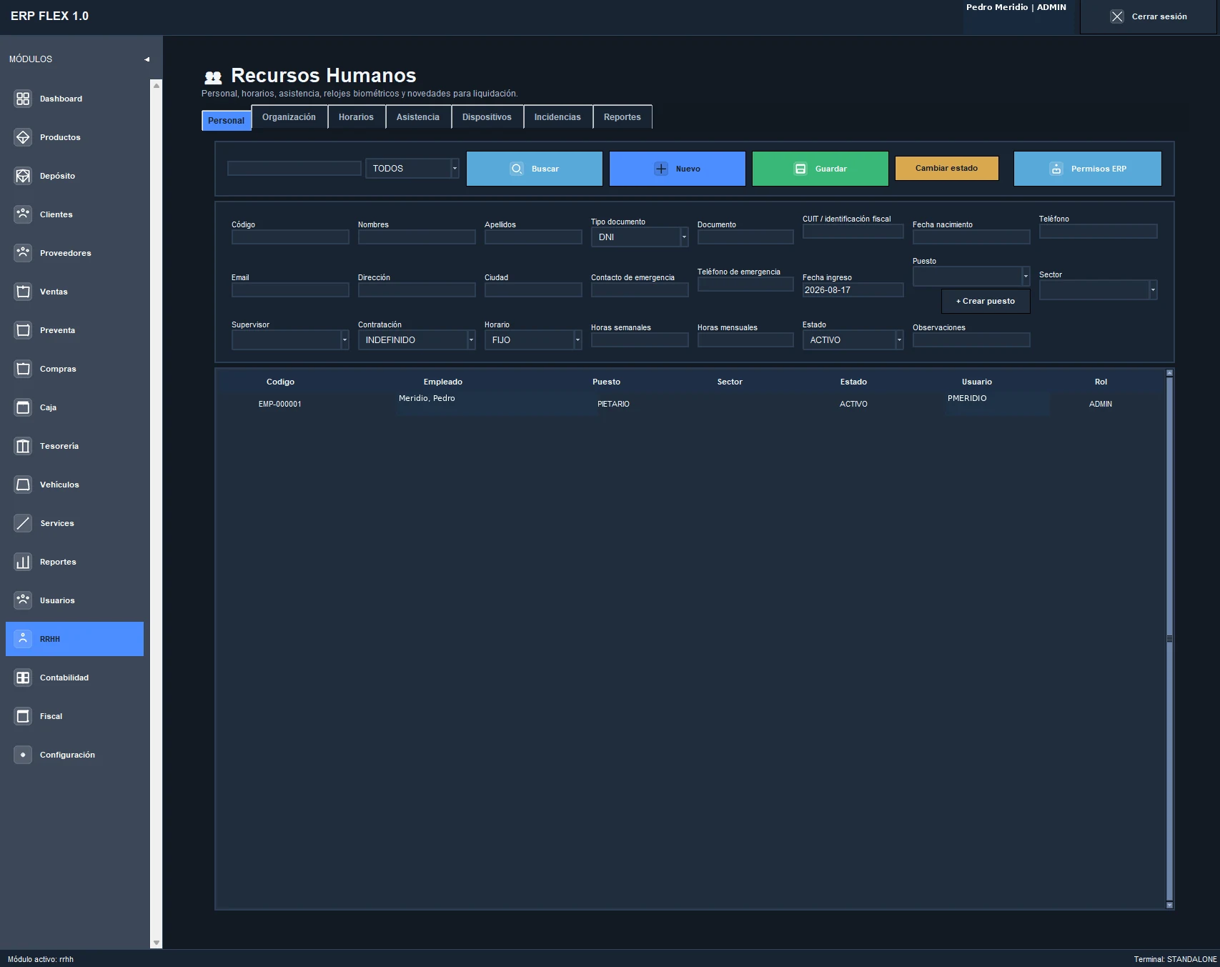 Personal de Recursos Humanos con datos ficticios